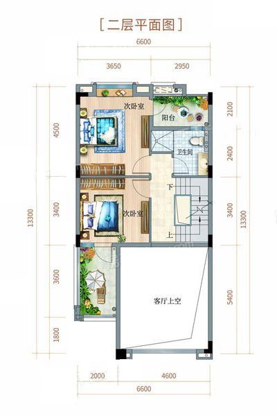 富力悅海灣雙拼別墅戶型3室2廳3衛(wèi)1廚180.00㎡