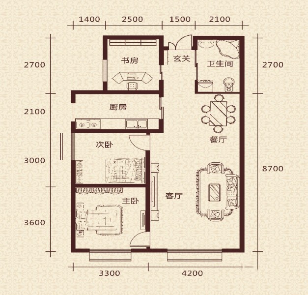 二室二廳一廚一衛(wèi)一書(shū)99.18平 60.5萬(wàn)元-套