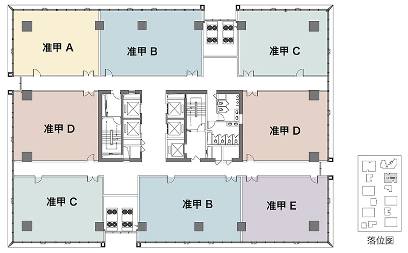 綠地·領(lǐng)海廣場(chǎng)準(zhǔn)甲LOFT辦公：建筑面積約 167-199㎡，層高5.4米