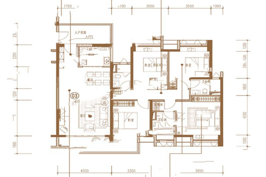 保利中央公園164棟_03戶型 4室2廳3衛(wèi)1廚 165.41㎡ 107.52萬元-套