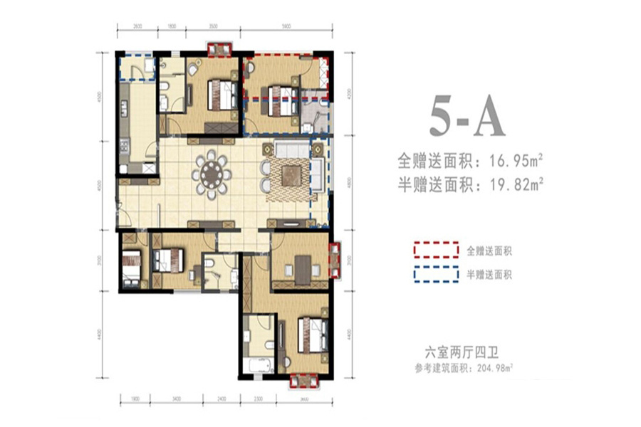 外灘名著5-A 6室2廳4衛(wèi)1廚 204.98㎡ 204.98萬元-套