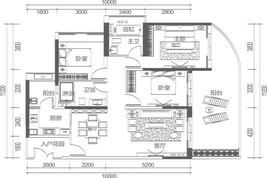 一期A7戶型 3室2廳2衛(wèi)1廚 建面139㎡