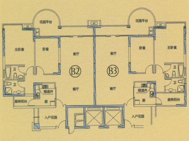 麗晶維港B2戶型圖 2室2廳2衛(wèi) 建面118㎡