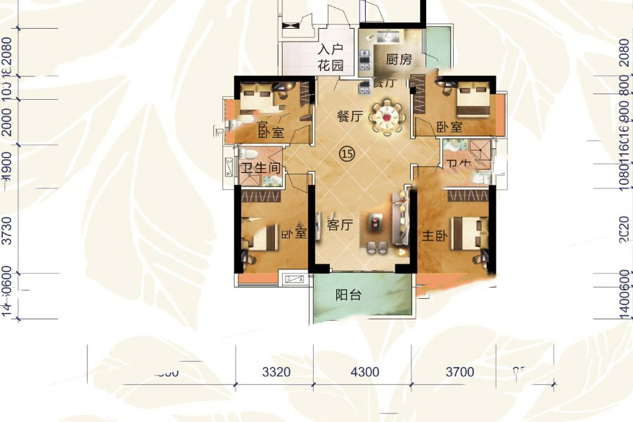 京源·上景7棟4單元15號房142㎡三房兩廳兩衛(wèi)