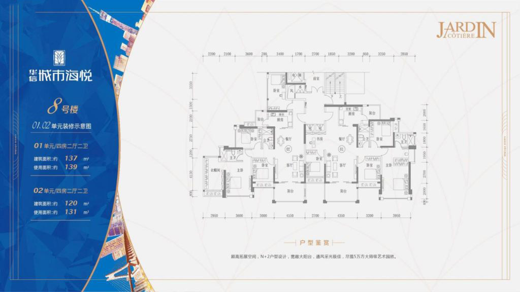 8號樓01、02單元 4室2廳2衛(wèi)1廚 137㎡