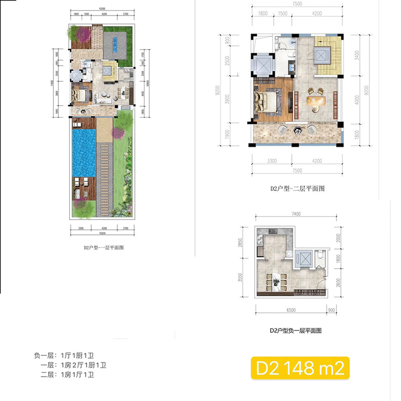 D2戶型：2房4廳3衛(wèi)｜下疊帶花園