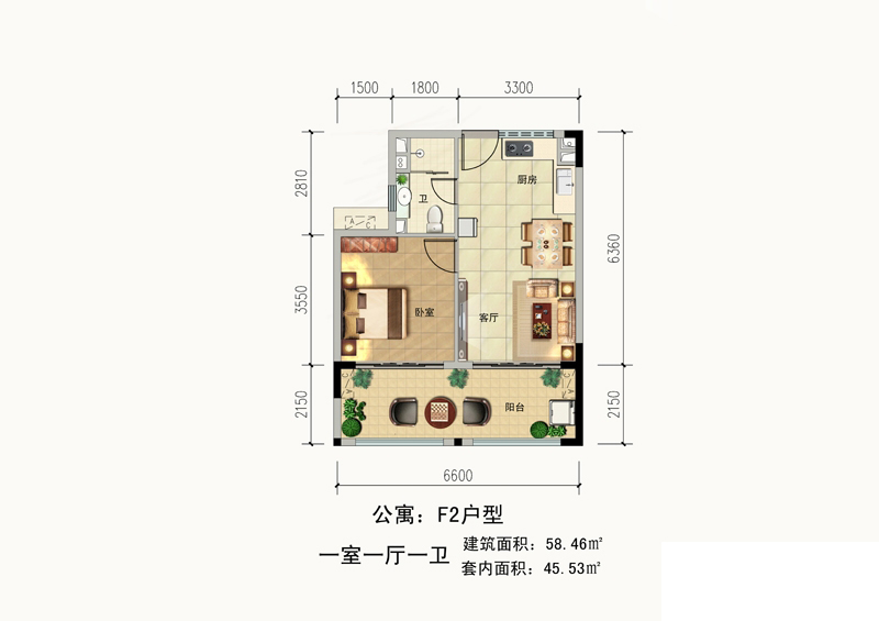 首創(chuàng)森林湖首創(chuàng)·湖畔思香小鎮(zhèn)公寓F2戶(hù)型