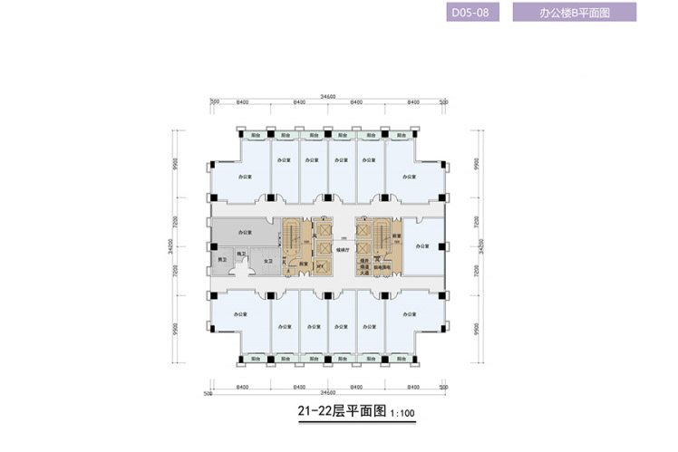 恒福時代中心辦公B21-22層層平面圖