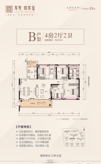 龍光玖龍璽B戶(hù)型150㎡