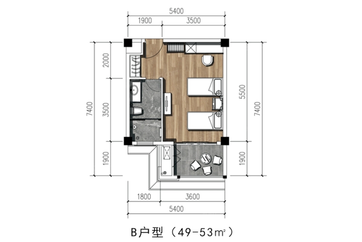 大理悅山海公寓B戶型-2#樓戶型