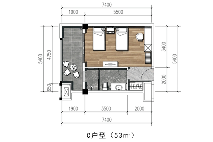 大理悅山海公寓C戶型-2#樓戶型