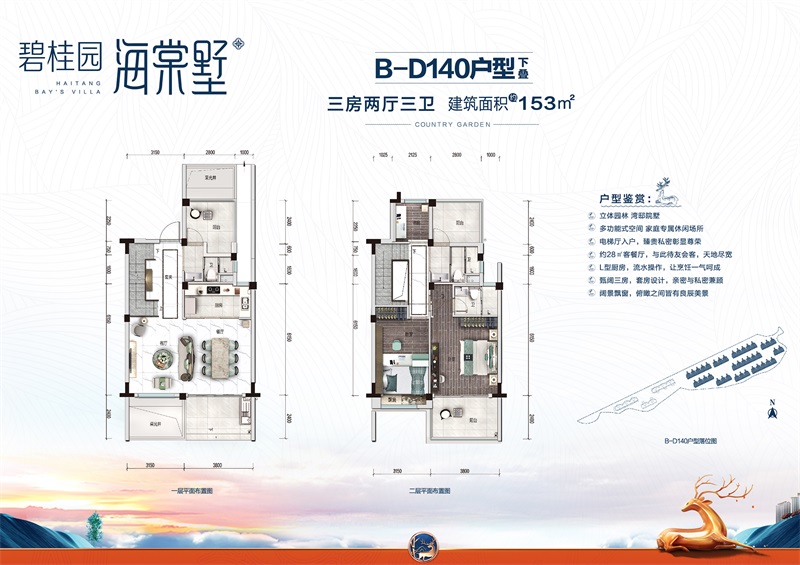 碧桂園海棠墅碧桂園海棠墅 B-D140戶型下疊